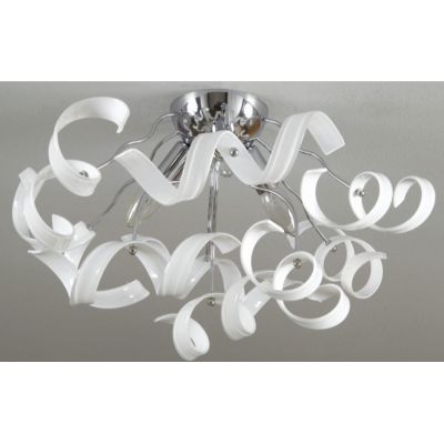 273-PLG TRUDY PLAFONIERA GRANDE CON RICCIOLI IN VETRO COLORATO E STRUTTURA IN METALLO CROMO Padana Lampadari - Cristalensi Shop 