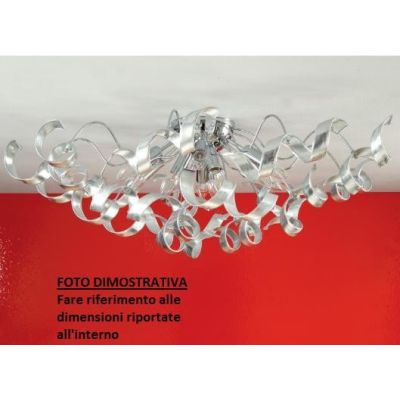 273-PLPF TRUDY PLAFONIERA PICCOLA IN METALLO CROMO CON RICCIOLI IN VETRO FOGLIA ORO O ARGENTO Padana Lampadari - Cristalensi Sho