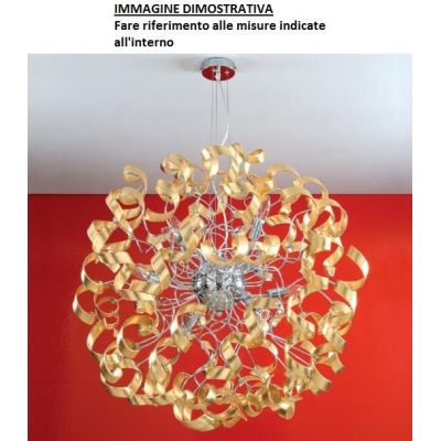 273/SPF TRUDY LAMPADARIO MODERNO IN METALLO CROMO CON RICCIOLI IN VETRO FOGLIA ORO O ARGENTO Padana Lampadari - Cristalensi Shop