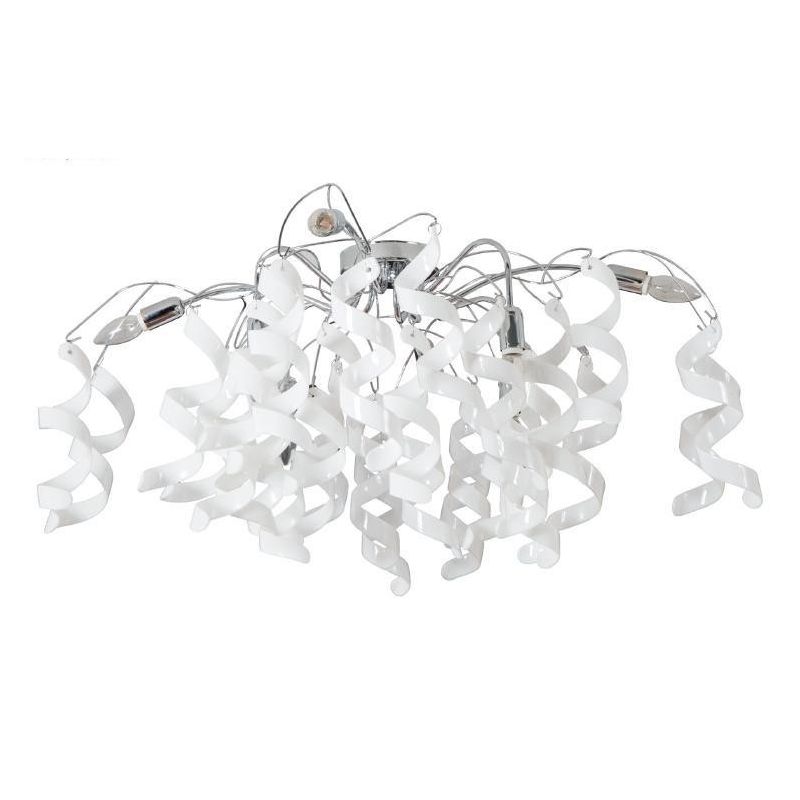 271-PL8 MARILYN PLAFONIERA 8 LUCI IN METALLO CROMO CON RICCIOLI DECORATIVI IN VETRO 7 COLORI Padana Lampadari - Cristalensi Shop