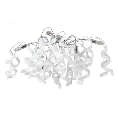 271-PL8 MARILYN PLAFONIERA 8 LUCI IN METALLO CROMO CON RICCIOLI DECORATIVI IN VETRO 7 COLORI Padana Lampadari - Cristalensi Shop