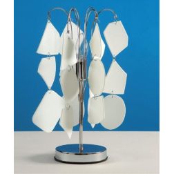 SANTORINI LUMETTO MODERNO IN METALLO CROMO CON PENDENTI DECORATIVI IN VETRO BIANCO Padana Lampadari - Cristalensi Shop Online 2