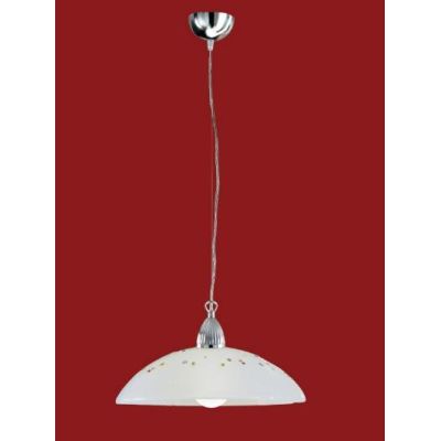 MIRIAM SOSPENSIONE SINGOLA D40 CLASSICA IN VETRO SABBIATO BIANCO CON MURRINE DECORATIVE Padana Lampadari - Cristalensi Shop Onli