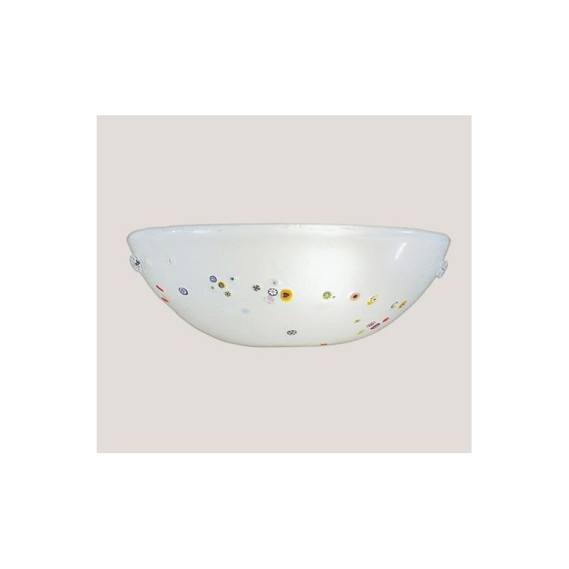 MIRIAM APPLIQUE CLASSICA IN VETRO SABBIATO BIANCO CON MURRINE DECORATIVE Padana Lampadari - Cristalensi Shop Online
