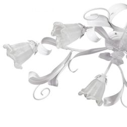 SHABBY CHIC PLAFONIERA CLASSICA 6 LUCI BIANCA CON DIFFUSORI FLOREALI IN VETRO DECORATO Padana Lampadari - Cristalensi Shop Onlin 2