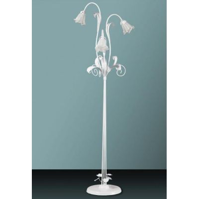 SHABBY CHIC PIANTANA CLASSICA 3 LUCI BIANCA CON DIFFUSORI FLOREALI IN VETRO DECORATO Padana Lampadari - Cristalensi Shop Online