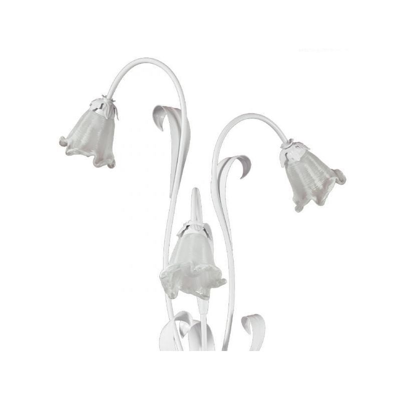 SHABBY CHIC PIANTANA CLASSICA 3 LUCI BIANCA CON DIFFUSORI FLOREALI IN VETRO DECORATO Padana Lampadari - Cristalensi Shop Online