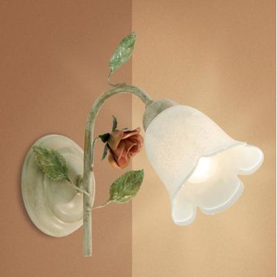 LADY APPLIQUE CLASSICA IN METALLO AVORIO CON DIFFUSORE IN VETRO E DECORI FLOREALI Padana Lampadari - Cristalensi Shop Online