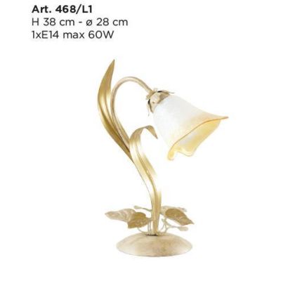 468/L1 ANASTASIA LUMETTO CLASSICO IN METALLO AVORIO-ORO E DIFFUSORE IN VETRO SCAVO Padana Lampadari - Cristalensi Shop Online