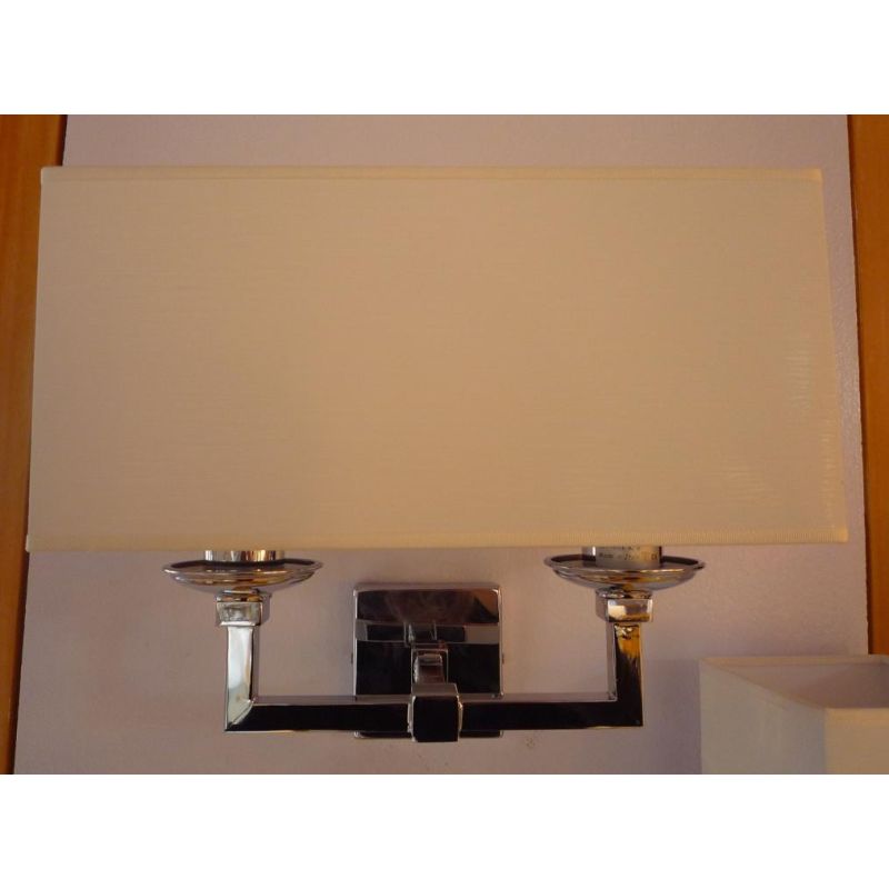 LEDA AP2 LAMPADA DA PARETE CROMO LUCIDO CON PARALUME DI TESSUTO RETTANGOLARE CRISTALENSI TUSCANY - Cristalensi Shop Online