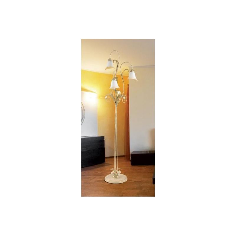 468-PT3 ANASTASIA PIANTANA IN METALLO AVORIO-ORO CON 3 DIFFUSORI IN VETRO A SCAVO Padana Lampadari - Cristalensi Shop Online