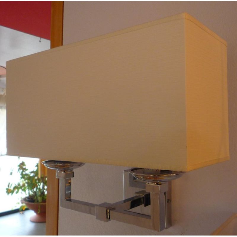 LEDA AP2 LAMPADA DA PARETE CROMO LUCIDO CON PARALUME DI TESSUTO RETTANGOLARE CRISTALENSI TUSCANY - Cristalensi Shop Online