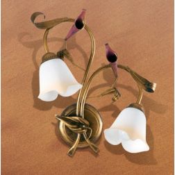 MARZIA APPLIQUE 2 LUCI CLASSICA IN METALLO AVORIO O RUGGINE CON DIFFUSORI IN VETRO A SCAVO Padana Lampadari - Cristalensi Shop O 2