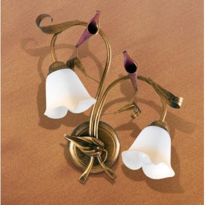MARZIA APPLIQUE 2 LUCI CLASSICA IN METALLO AVORIO O RUGGINE CON DIFFUSORI IN VETRO A SCAVO Padana Lampadari - Cristalensi Shop O