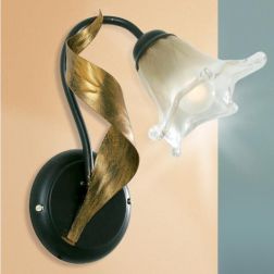 MELISSA APPLIQUE CLASSICA IN METALLO ANTRACITE CON FOGLIE ORO E DIFFUSORE IN VETRO Padana Lampadari - Cristalensi Shop Online 2