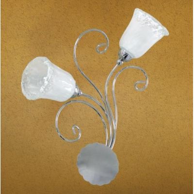 WILMA APPLIQUE CLASSICA I2 LUCI IN METALLO CROMATO CON DIFFUSORI IN VETRO BIANCO E CRISTALLO Padana Lampadari - Cristalensi Shop