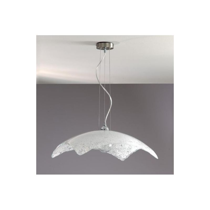TATIANA SOSPENSIONE IN VETRO LAVORATO CON DETTAGLI IN METALLO CROMO DISPONIBILE IN 3 COLORI Padana Lampadari - Cristalensi Shop 