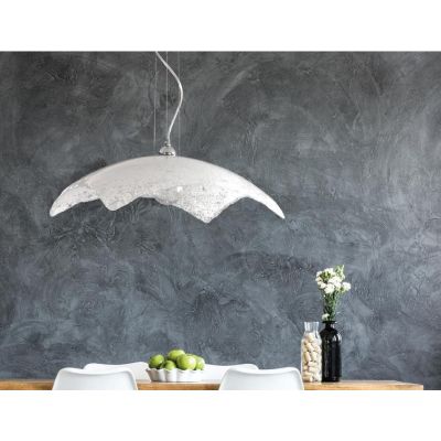 TATIANA SOSPENSIONE IN VETRO LAVORATO CON DETTAGLI IN METALLO CROMO DISPONIBILE IN 3 COLORI Padana Lampadari - Cristalensi Shop 