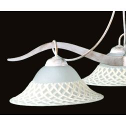 PAMELA SOSPENSIONE CLASSICA 3 LUCI METALLO BIANCO-ARGENTO DIFFUSORI IN VETRO ALABASTRO CON DECORI Padana Lampadari - Cristalensi 2