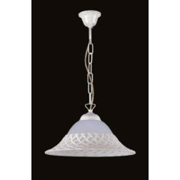 PAMELA SOSPENSIONE SINGOLA D45 CLASSICA METALLO BIANCO-ARGENTO DIFFUSORE IN VETRO ALABASTRO Padana Lampadari - Cristalensi Shop  2