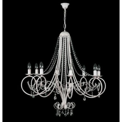 LORD KRISS LAMPADARIO A BRACCI 8 LUCI IN METALLO BIANCO PATINATO ORO CON DECORI IN CRISTALLO Padana Lampadari - Cristalensi Shop