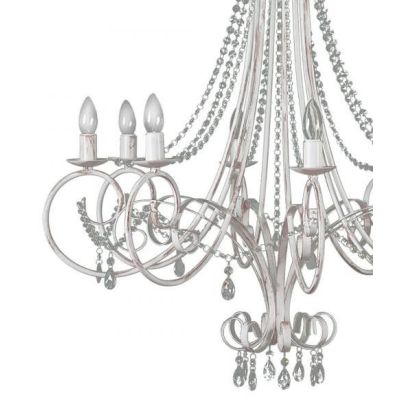 LORD KRISS LAMPADARIO A BRACCI 8 LUCI IN METALLO BIANCO PATINATO ORO CON DECORI IN CRISTALLO Padana Lampadari - Cristalensi Shop