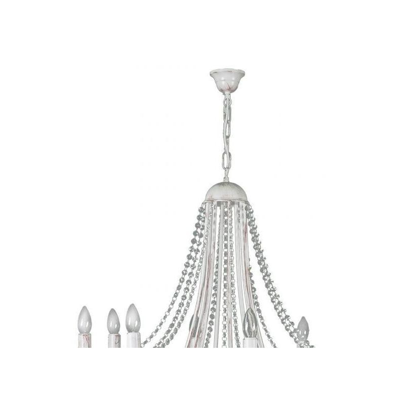 LORD KRISS LAMPADARIO A BRACCI 8 LUCI IN METALLO BIANCO PATINATO ORO CON DECORI IN CRISTALLO Padana Lampadari - Cristalensi Shop