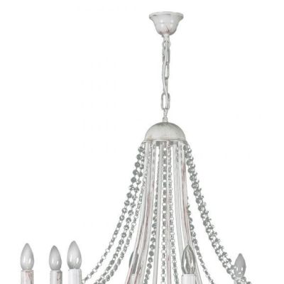 LORD KRISS LAMPADARIO A BRACCI 8 LUCI IN METALLO BIANCO PATINATO ORO CON DECORI IN CRISTALLO Padana Lampadari - Cristalensi Shop