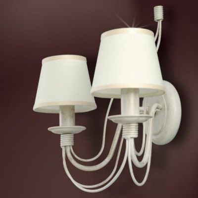 SIENA APPLIQUE CLASSICA 2 LUCI IN METALLO AVORIO O RUGGINE CON PARALUMI IN TESSUTO Padana Lampadari - Cristalensi Shop Online