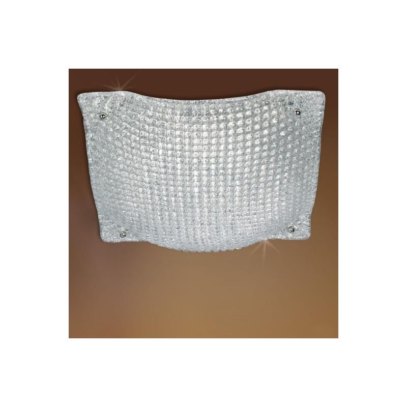 DORA PLAFONIERA MEDIA 40X40 IN VETRO CRISTALLO O AMBRA CLASSICA Padana Lampadari - Cristalensi Shop Online