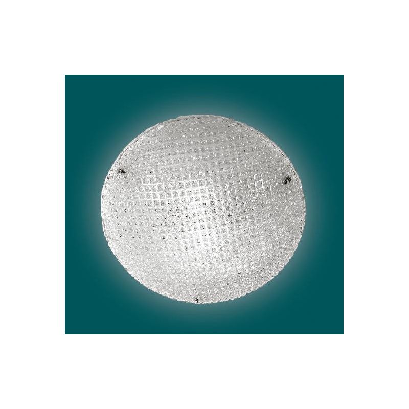 TEA PLAFONIERA ROTONDA DIAMETRO CM 30 IN VETRO CRISTALLO O AMBRA Padana Lampadari - Cristalensi Shop Online