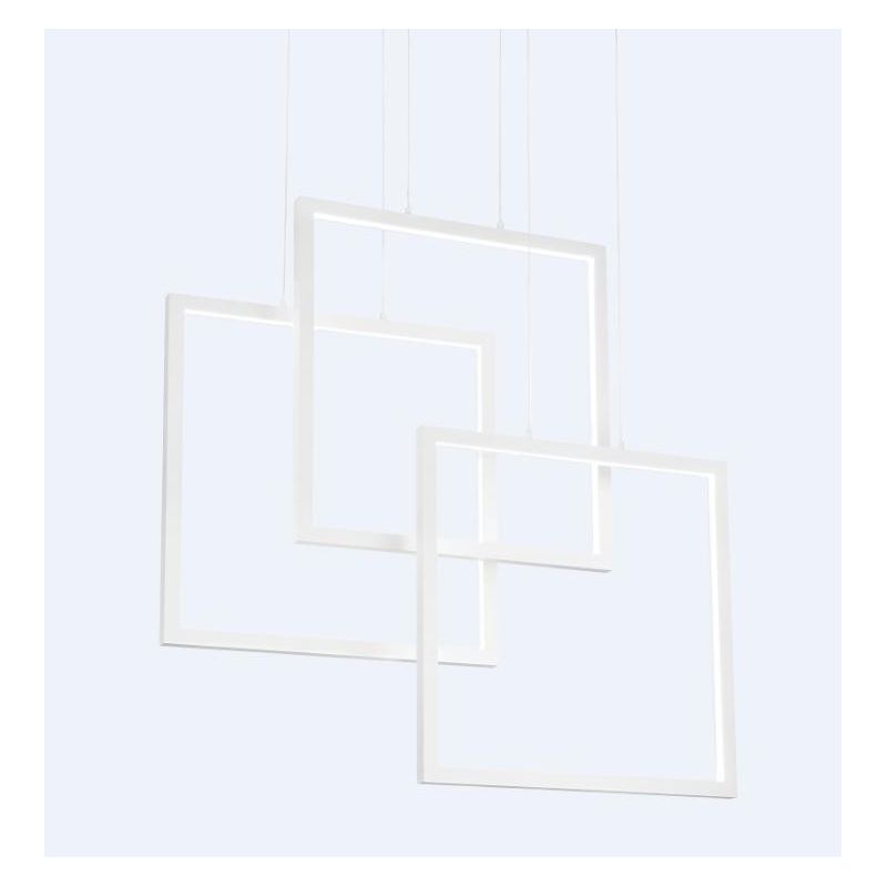 SOSPENSIONE MODERNA CON 3 QUADRATI LED INTEGRATO 80W LUCE 3000K BIANCO O NERO CRISTALENSI - Cristalensi Shop Online