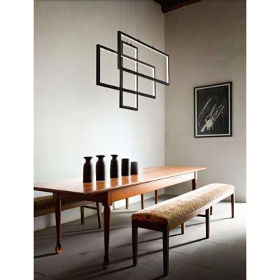 SOSPENSIONE MODERNA CON 3 RETTANGOLI LED INTEGRATO 93W LUCE 3000K BIANCO O NERO CRISTALENSI - Cristalensi Shop Online