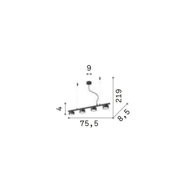 SOSPENSIONE RETTANGOLARE METALLO NERO CON 6 O 4 LUCI ATTACCO GX53 LAMPADINE INCLUSE MODERNA CRISTALENSI - Cristalensi Shop Onlin