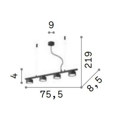 SOSPENSIONE RETTANGOLARE METALLO NERO CON 6 O 4 LUCI ATTACCO GX53 LAMPADINE INCLUSE MODERNA CRISTALENSI - Cristalensi Shop Onlin