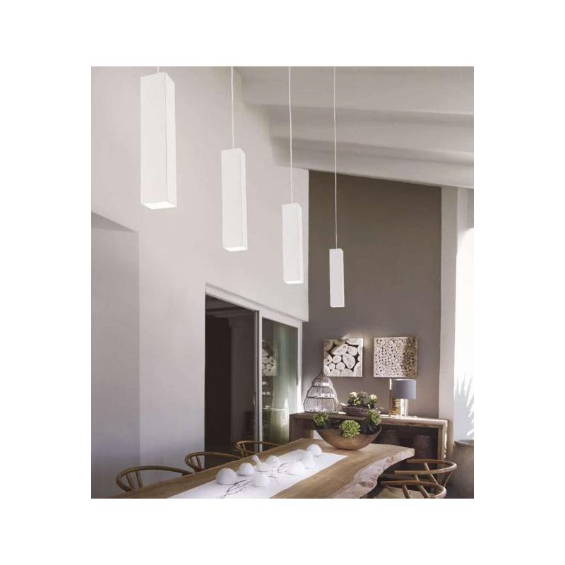 SOSPENSIONE SQUADRATA LATO 6 CM BIANCA,NERA O OTTONE CON LAMPADINA GU10 CRISTALENSI - Cristalensi Shop Online