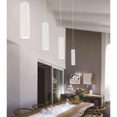 SOSPENSIONE SQUADRATA LATO 6 CM BIANCA,NERA O OTTONE CON LAMPADINA GU10 CRISTALENSI - Cristalensi Shop Online