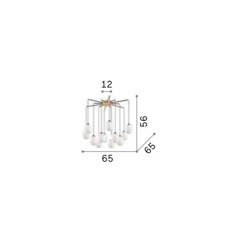 LAMPADARIO MODERNO IN METALLO NERO CON 12 OPPURE 16 SFERE IN VETRO BIANCO LAMPADINE G9 INCLUSE CRISTALENSI - Cristalensi Shop On