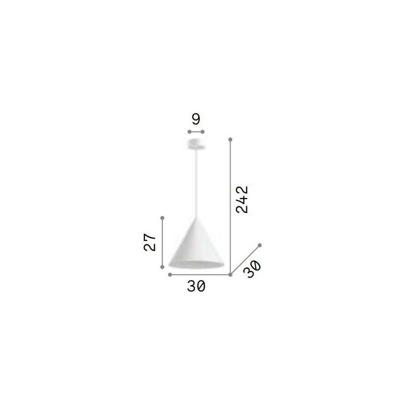 SOSPENSIONE SINGOLA A CONO DIAMETRO CM 30 IN METALLO BIANCO O NERO LAMPADINA E27 MODERNA CRISTALENSI - Cristalensi Shop Online