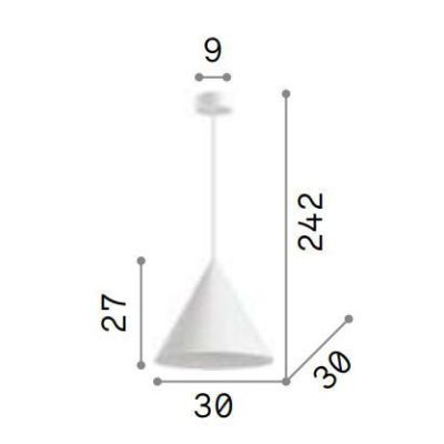 SOSPENSIONE SINGOLA A CONO DIAMETRO CM 30 IN METALLO BIANCO O NERO LAMPADINA E27 MODERNA CRISTALENSI - Cristalensi Shop Online