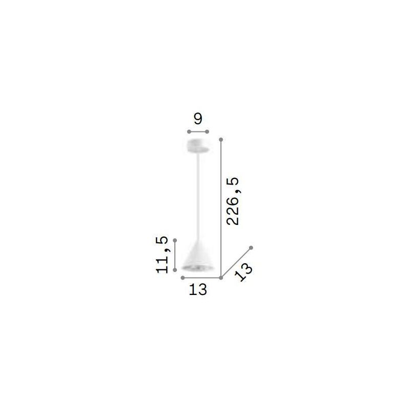 PICCOLA SOSPENSIONE SINGOLA A CONO DIAMETRO CM 13 IN METALLO BIANCO O NERO LAMPADINA GU10 INCLUSA CRISTALENSI - Cristalensi Shop