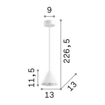 PICCOLA SOSPENSIONE SINGOLA A CONO DIAMETRO CM 13 IN METALLO BIANCO O NERO LAMPADINA GU10 INCLUSA CRISTALENSI - Cristalensi Shop