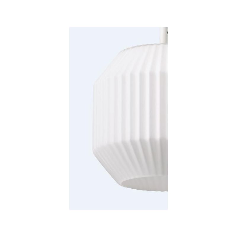 SOSPENSIONE MODERNA IN METALLO BIANCO CON DIFFUSORI IN VETRO BIANCO PLISSETTATO DIAMETRO CM 40 CRISTALENSI - Cristalensi Shop On