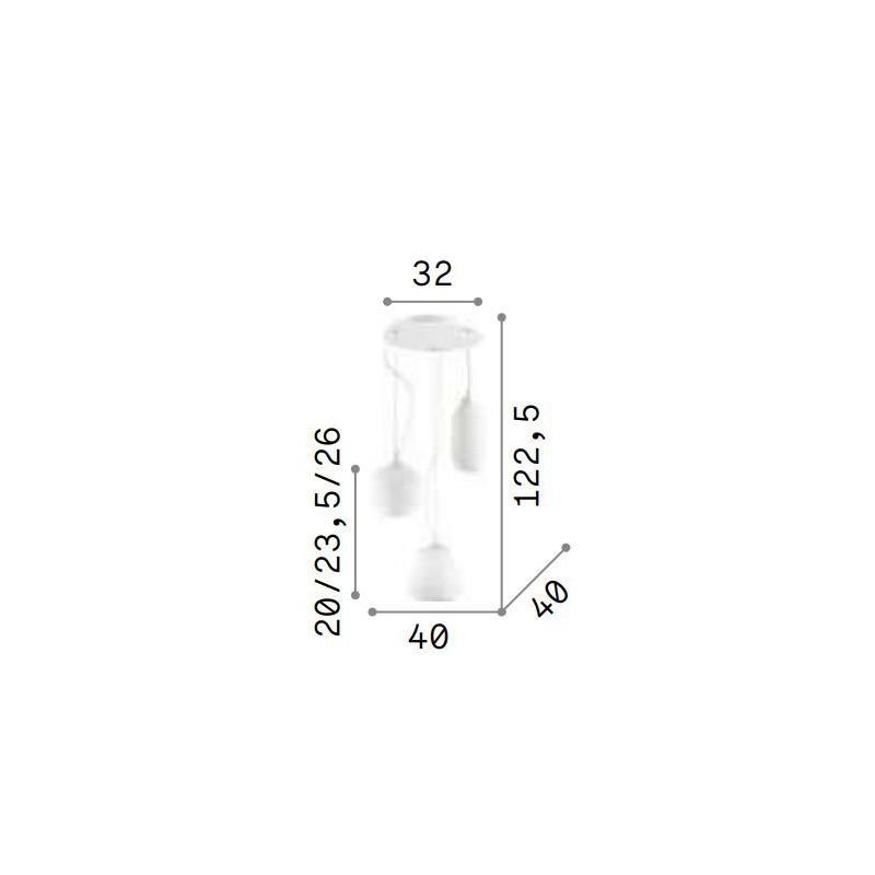 SOSPENSIONE MODERNA IN METALLO BIANCO CON DIFFUSORI IN VETRO BIANCO PLISSETTATO DIAMETRO CM 40 CRISTALENSI - Cristalensi Shop On