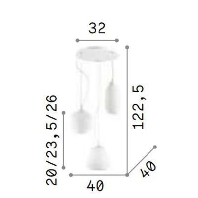 SOSPENSIONE MODERNA IN METALLO BIANCO CON DIFFUSORI IN VETRO BIANCO PLISSETTATO DIAMETRO CM 40 CRISTALENSI - Cristalensi Shop On