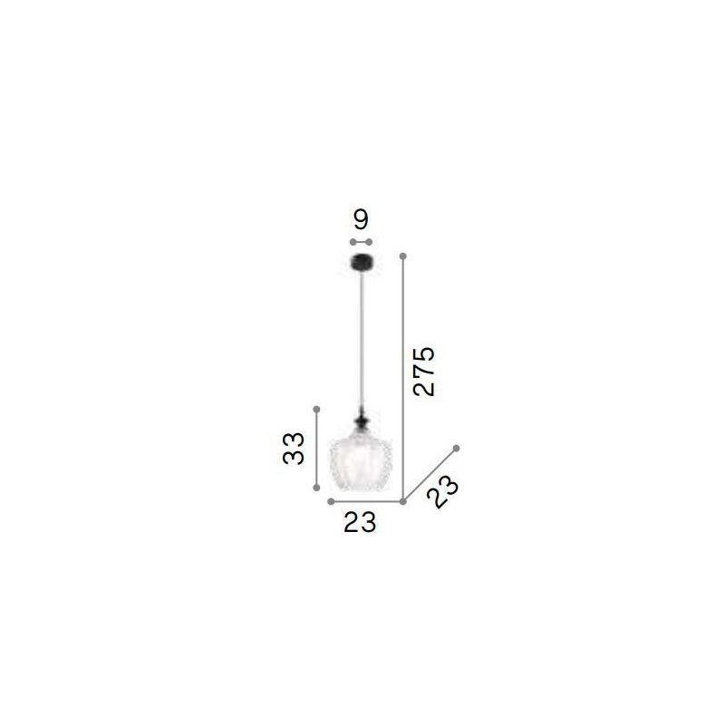 SOSPENSIONE SINGOLA STILE VINTAGE IN VETRO AMBRA FUME O TRASPARENTE DECORATO A RILIEVO CRISTALENSI - Cristalensi Shop Online