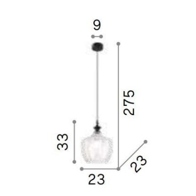 SOSPENSIONE SINGOLA STILE VINTAGE IN VETRO AMBRA FUME O TRASPARENTE DECORATO A RILIEVO CRISTALENSI - Cristalensi Shop Online