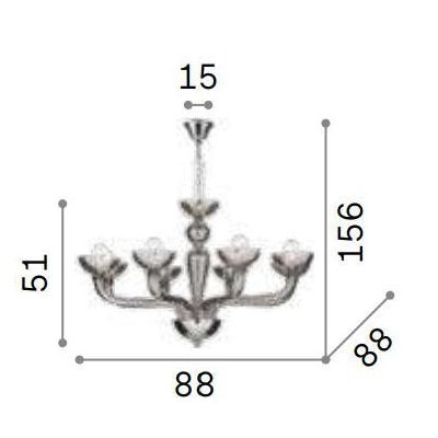 LAMPADARIO CLASSICO 8 LUCI IN VETRO SOFFIATO 2 COLORI CON DETTAGLI CROMO LAVORATO A MANO CRISTALENSI - Cristalensi Shop Online