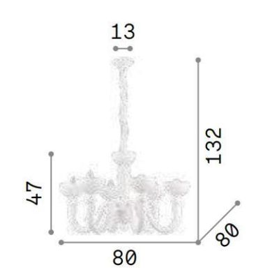 LAMPADARIO A SOSPENSIONE CLASSICO 6 LUCI IN METALLO BIANCO O NERO DIAMETRO CM 80 CRISTALENSI - Cristalensi Shop Online
