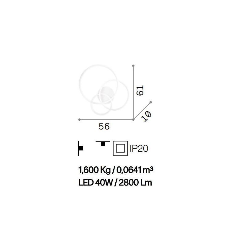 PLAFONIERA MODERNA CON 3 CERCHI LED INTEGRATO 40W LUCE 3000K BIANCO O NERO CRISTALENSI - Cristalensi Shop Online